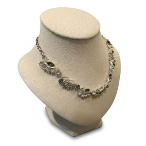Coro Silver Necklace Clear Gray Stones Vintage